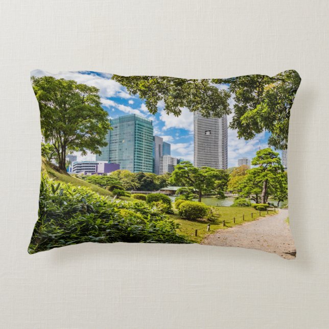 A walk through Hama Rikyu gardens, Tokyo Decorative Cushion (Back)