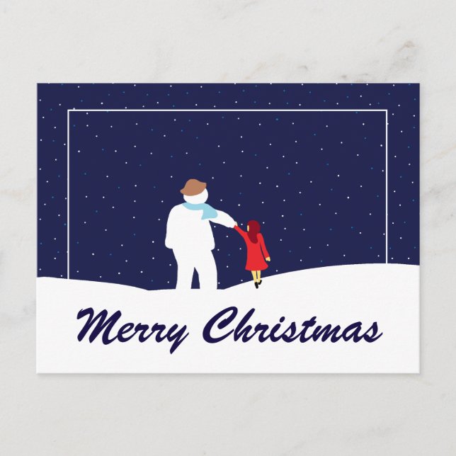 A Walk With Snowman Christmas Holiday Postcard (Front)