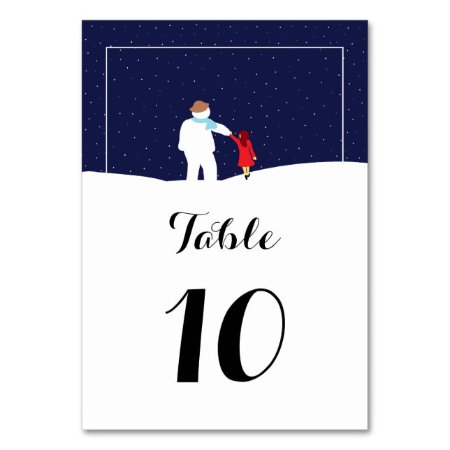 A Walk With Snowman Christmas Number Table Number (Front)