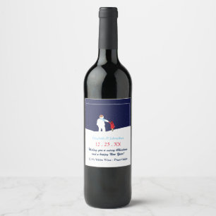 A Walk With Snowman Christmas Wine Label