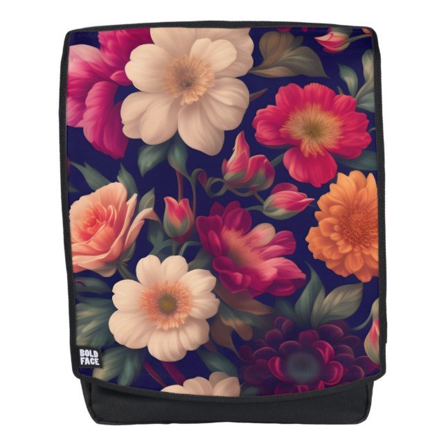 A wallpaper with a floral pattern  backpack (Front)