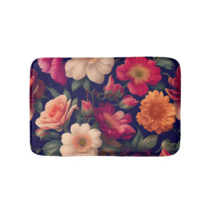 A wallpaper with a floral pattern bath mat