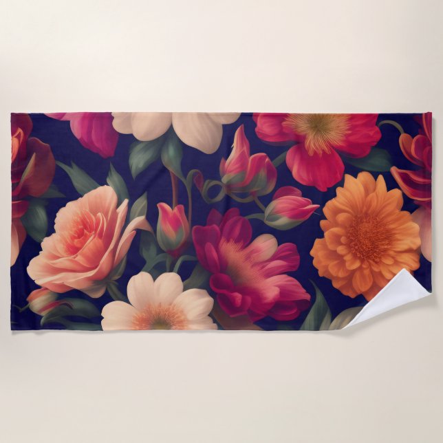 A wallpaper with a floral pattern  beach towel (Front)