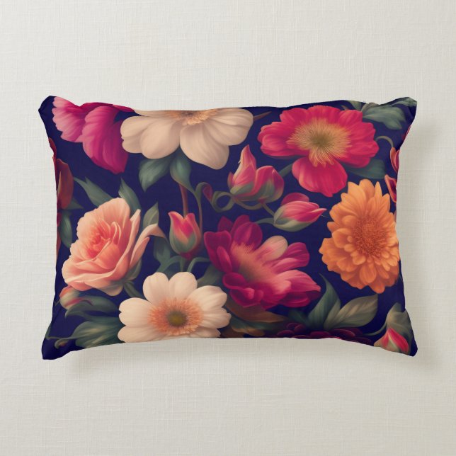 A wallpaper with a floral pattern  decorative cushion (Front)