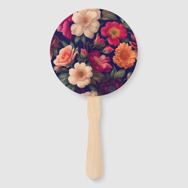 A wallpaper with a floral pattern  hand fan (Front)