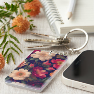 A wallpaper with a floral pattern  key ring