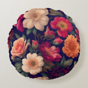 A wallpaper with a floral pattern  round cushion