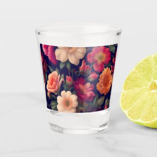 A wallpaper with a floral pattern shot glass