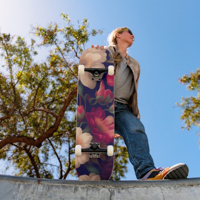 A wallpaper with a floral pattern  skateboard (Outdoor 1)