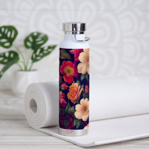 A wallpaper with a floral pattern water bottle