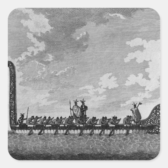 A War Canoe of New Zealand Square Sticker (Front)