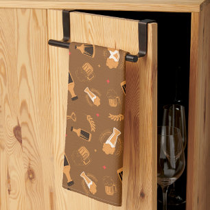 A warm brown blanket with a repeated pattern tea towel