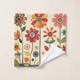 A Warm Terracotta Zinnia Patch Bath Towel Set