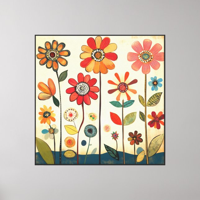 A Warm Terracotta Zinnia Patch Canvas Print (Front)