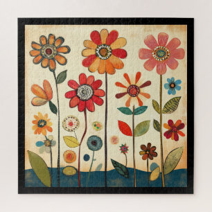 A Warm Terracotta Zinnia Patch Jigsaw Puzzle