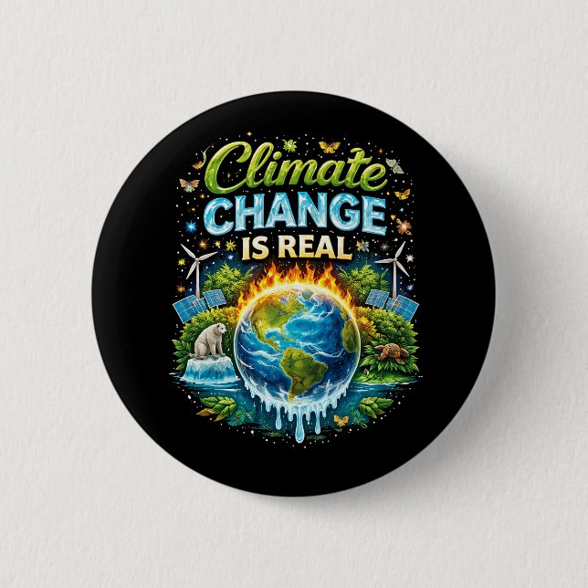 A Warming World 6 Cm Round Badge (Front)
