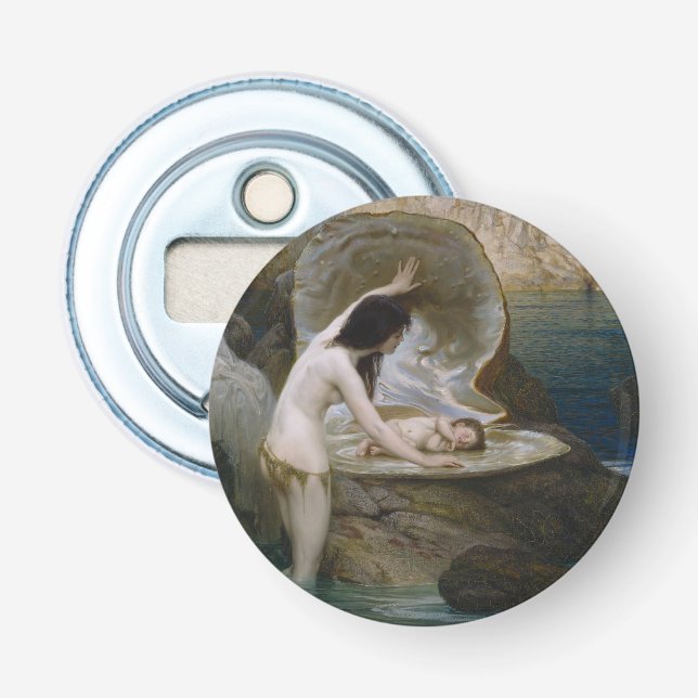 A Water Baby Found in Seashell by Bikini Nymph Bottle Opener (Front)