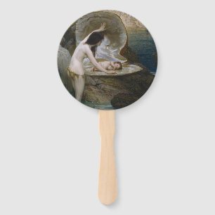 A Water Baby Found in Seashell by Bikini Nymph Hand Fan