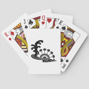 a water wheel playing cards
