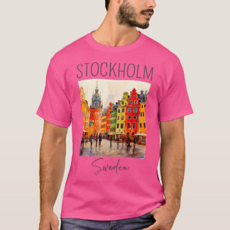 A Watercolor Design Of Stockholm - Sweden T-Shirt