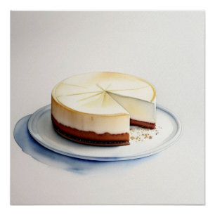 A Watercolor Drawing of a Cheesecake Poster
