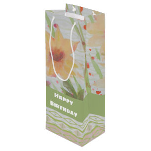 A Watercolor Floral Tall Bottle Gift Bag