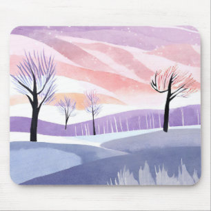 A Watercolor Landscape, Trees and sky Mousepad