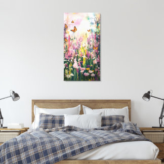A watercolor painting depicting Wildflower Field Canvas Print
