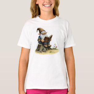 A Watercolor Painting of an old gnome reading T-Shirt