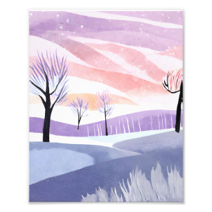 A Watercolor Winter Landscape Photo Enlargement Print