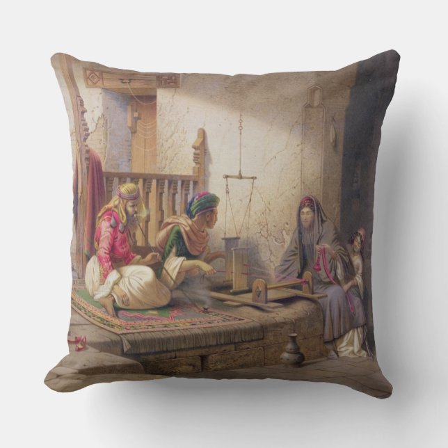 A weaver in Esna, one of 24 illustrations produced Cushion (Front)