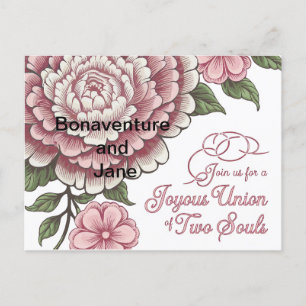 A wedding card invitation with a floral design