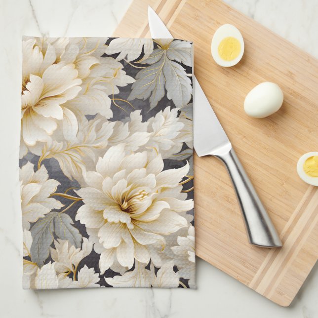 A Wedding Floral Series Design 10 Tea Towel (Quarter Fold)