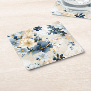 A Wedding Floral Series Design 12 Square Paper Coaster