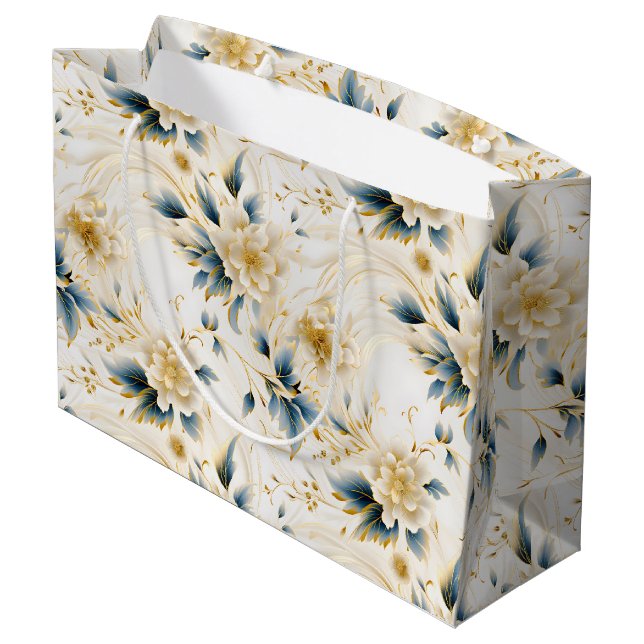 A Wedding Floral Series Design 1 Large Gift Bag (Back Angled)