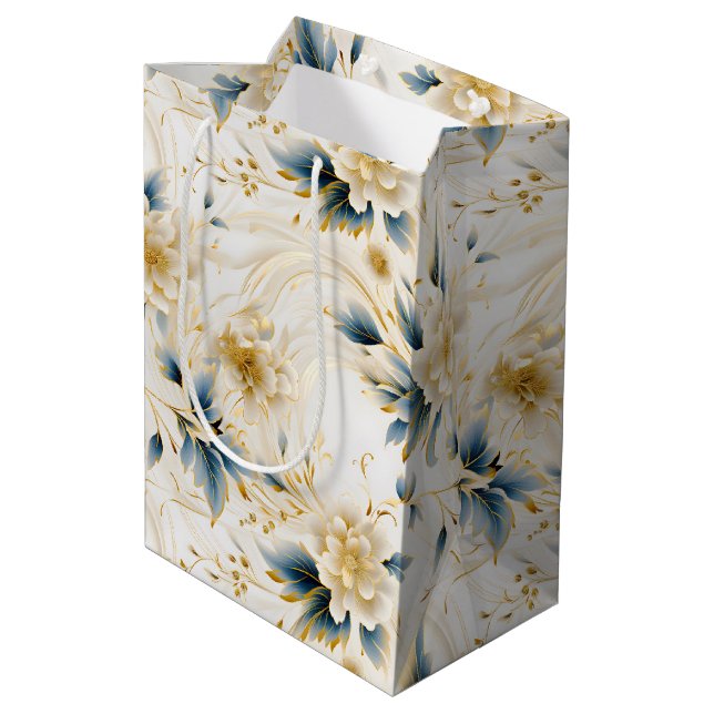 A Wedding Floral Series Design 1 Medium Gift Bag (Back Angled)
