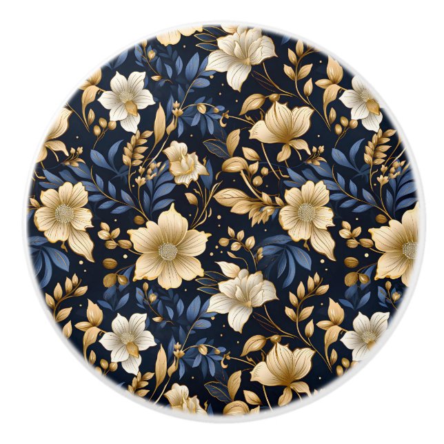 A Wedding Floral Series Design 6 Ceramic Knob (Front)