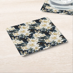 A Wedding Floral Series Design 8 Square Paper Coaster
