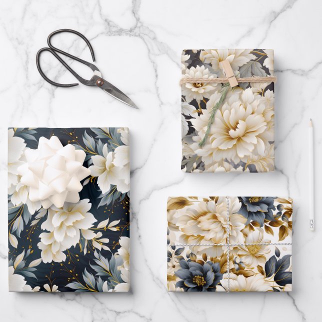 A Wedding Floral Series Design 8 Wrapping Paper Sheet (Front)