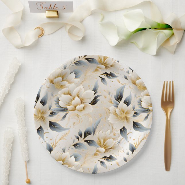 A Wedding Floral Series Design 9 Paper Plate (Wedding)