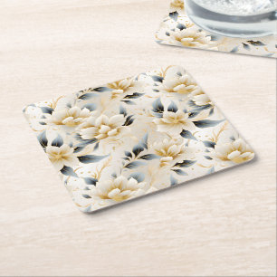 A Wedding Floral Series Design 9 Square Paper Coaster