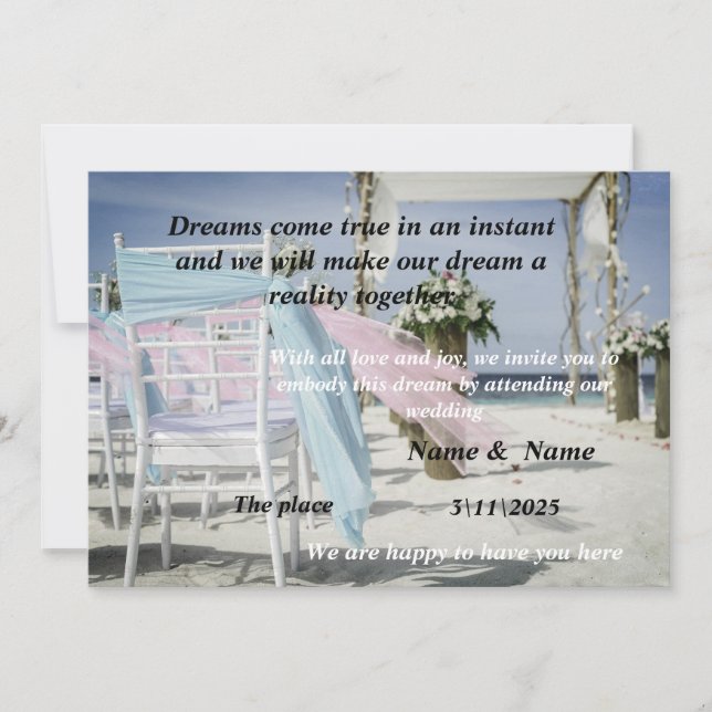 A wedding invitation for the most beautiful moment (Front)