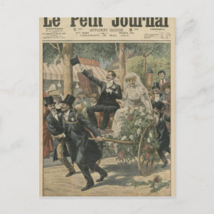 A wedding on a handcart postcard