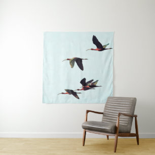 A Wedge of Ibises In Flight Tapestry