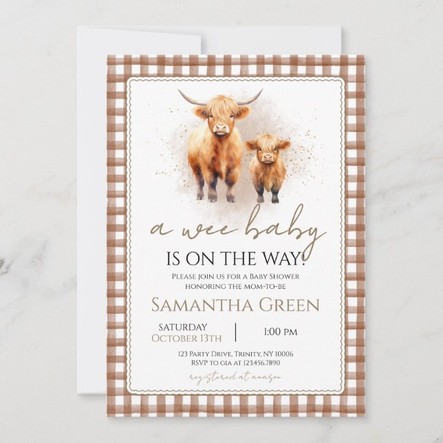 A Wee Baby Fall Highland Cow Baby Shower Invitation (Front)