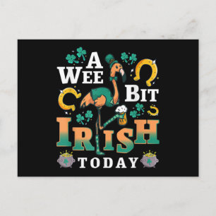 A Wee Bit Irish Today   St. Patrick’S Day Flamingo Postcard