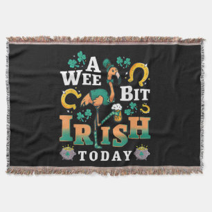 A Wee Bit Irish Today St. Patrick’S Day Flamingo Throw Blanket