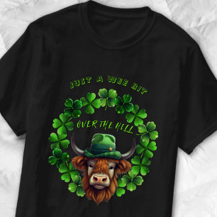 A Wee Bit Over the Hill Green Bull and Clovers T-Shirt
