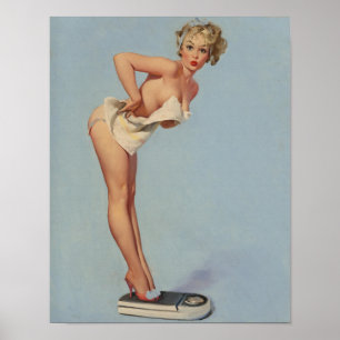 A Weighty Problem, calendar illustration Pinup Poster
