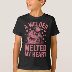 A Welder Melted My Heart Valentine Day Wife Girlfr T-Shirt
